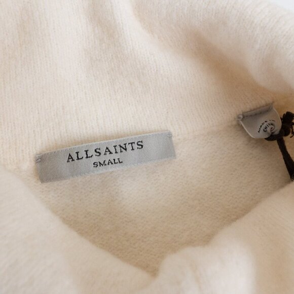 All Saints Lock Roll Neck Relaxed Fit Jumper Wool Yak Blend Soft Chalk White - Picture 6 of 14